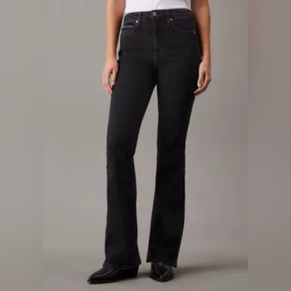 Calvin Klein High Rise Demi Boot Black Stretch Jeans Minimalist Women's 30 EUC